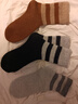 都市丽人35%羊毛袜加厚袜子女秋冬加绒保暖中筒月子袜女士家居地板袜3双装 实拍图