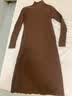怡曼芙针织连衣裙女秋冬半高领中长款显瘦气质毛衣裙过膝长裙内搭打底裙 咖啡 均码 衣长约105 实拍图