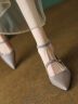 Carl Beck品牌法式小众单鞋女2024夏季新款尖头平底鞋复古风玛丽珍鞋女大码 灰色 39 晒单实拍图
