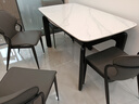 法莎蒂政府补贴岩板伸缩实木餐桌现代简约家用小户型实木圆形大象腿餐桌 单桌+餐椅*6【碳素钢+深灰皮椅】(77-6) 140x130x76cm 实拍图