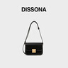 DISSONA【新年礼物】迪桑娜真皮豆腐包小众单肩斜挎包感腋下包小方包女 黑色-大号 实拍图