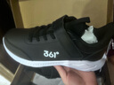 361°儿童运动鞋男童跑鞋秋冬密网轻便魔术贴女童皮革加绒保暖运动鞋 【皮革】碳黑/361度白 38 实拍图