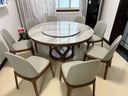 明巧匠家用餐桌圆桌岩板餐桌带转盘实木餐桌椅组合大圆桌饭店家用饭桌 胡桃色框架-意大利灰 1.5米 一桌八椅 实拍图