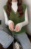 翊尚美针织马甲女春秋可外穿短款V领背心上衣25年新款宽松内搭坎肩 绿色 均码 【推荐80-140斤】 实拍图