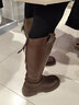 天美意靴子女商场同款时装靴休闲女高筒靴女鞋 啡色（薄绒） 37 实拍图