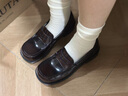 HARUTAHaruta4900日系学生中粗跟圆头英伦风单鞋小皮鞋JK制服鞋乐福鞋女 棕色 35 实拍图