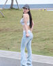 Calvin Klein内衣【明星同款摩登引力带】女士ck轻运动无钢圈工字美背背心文胸 020-椰青灰 M 推荐75B-85A 实拍图