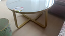 时黛家居 圆形茶几 办公客厅简约轻奢玻璃仿岩板纹小户型阳台圆几 实拍图