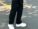Homlean美式纯棉休闲裤男春夏小众潮牌复古宽松工装长裤子HS60黑色M 实拍图
