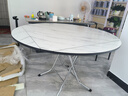 雷鑫智圆桌折叠桌餐桌家用饭桌方圆两用非实木简易吃饭桌子10人大圆桌 1.17米白理石色（不锈钢腿） 实拍图