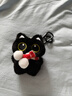 小黑猫书包包挂件可爱毛绒公仔钥匙扣玩偶汽车挂饰品链学生送礼物 红白围巾-大眼黑猫 实拍图