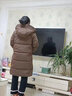 艾莱依中长款羽绒服女休闲连帽韩版鸭绒过膝冬季外套 蜜茶棕160 实拍图