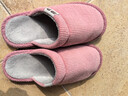 回力日系柔软情侣棉拖秋冬家居室内保暖棉鞋女款HL0006皮红36-37码 实拍图