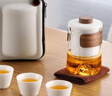 不拙户外旅行茶具套装便携式功夫陶瓷泡茶器家用车载旅游茶具快客杯 1-雅白-云海快客杯(1壶3杯) 实拍图