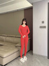 莫代尔本命年内衣套装女属蛇年新娘结婚情侣大红色保暖秋衣秋裤 大蕾丝V领套装+1条内裤+1双袜子+大红手提袋 2XL 实拍图