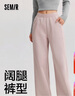 森马（Semir）休闲裤女发热抗菌长裤2024冬季气质摇粒绒纯色阔腿裤109724127001 实拍图