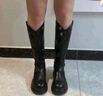 百丽（Belle）周雨彤白鹿同款显瘦小V靴长筒靴女商场同款弹力靴A1V1DDG3 黑仙草（绒里） 36 (230mm) 实拍图