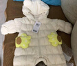 巴拉巴拉童装婴儿连体衣宝宝冬装外出羽绒服服连帽鹅绒萌男童女童 奶白10501-白鹅绒 73 cm 实拍图