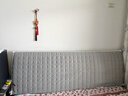 新款绒料加厚夹棉床头靠垫现代简约床头罩纯色绗缝布艺床头套全包 荷兰绒【格子款-浅灰】加厚夹棉 适用床头长1.8米【高度65cm内】 实拍图
