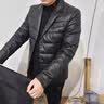 皮尔卡丹（pierre cardin）冬季轻薄羽绒服男士潮牌亮皮西装领商务休闲短款修身外套上衣男 黑色 M 实拍图
