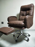 英斯迪尔（INSDEA）家用老板椅舒适久坐办公椅电脑椅可躺靠背椅书房书桌商务沙发座椅 咖色+脚踏-纳米皮【高弹海绵】 钢制脚 实拍图