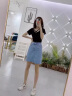 红蜻蜓半身裙2025年新款夏季女装高腰a字牛仔短裙女防走光辣妹包臀裙裤 浅蓝色【有内衬】 L 实拍图