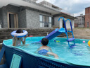 西哈泳士免充气折叠儿童游泳池家用室外小孩婴儿游泳桶成人大型户外支架 3米【乐享套餐+支架滑梯】泳池 实拍图