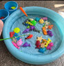 爸爸妈妈钓鱼玩具钓鱼池儿童带磁性可装水钓鱼台带充气床捞鱼玩具50件套 实拍图