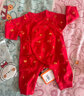 贝瑞加（Babyprints）婴儿衣服新年宝宝满月服新生儿红色连体衣纯棉新年礼物 祥云 66 实拍图