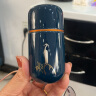 午间 创意迷你陶瓷小号茶叶罐锡盖茶叶盒旅行便携式密封罐家用香薰罐 一见喜茶叶罐-白鹭（霁蓝） 实拍图