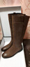 狄德拉真皮不过膝长筒靴女秋冬款厚底粗跟显瘦高筒骑士靴百搭方头长靴 棕色单里（标准筒围） 37 (235mm) 标准码 实拍图