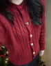 皮尔卡丹酒红色毛衣开衫外套女秋冬法式复古过年本命年短款新年爱心针织衫 酒红色 L-105-120斤 晒单实拍图
