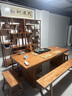 实木大板茶桌椅客厅原木整板新中式办公室功夫茶台茶桌一体一整套 工字脚-平面款[原木整板] 1.6米桌+1围椅+4月牙椅+茶水柜 实拍图