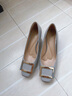 他她女鞋粗跟单鞋真皮方头休闲鞋高跟浅口鞋子7YO01AQ4 兰灰 37 实拍图