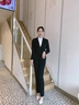 BILLIE GENE大学生西装外套女职业正装大码套装修身黑西服面试答辩工作小个子 黑色（外套+裤子） XL 实拍图