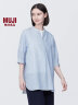 无印良品（MUJI） 女式 木棉混双层纱织五分袖束腰长上衣内搭罩衫早春新品BC2J1C4S 蓝色条纹 M(160/84A) 晒单实拍图