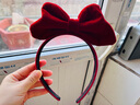 飞花 立体蝴蝶结发箍头饰女红色丝绒头箍发饰 酒红色 1个 实拍图