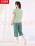 红豆居家睡衣女夏季纯棉休闲短袖短裤女士睡衣可外穿家居服绿色165/88A 实拍图