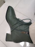 莱尔斯丹秋冬新款时尚方头系带纯色中跟马丁靴女靴2T56503 绿色DGK 37 晒单实拍图