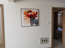 水竞 油画 餐厅装饰画客厅挂画北欧玄关画现代简约过道壁画抽象花卉画 A款 香槟银(环保PS画框) 80*80 实拍图