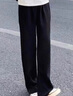 简蜓西装裤女2025春夏新款垂感夏季窄版阔腿裤宽松直筒冰丝薄款休闲裤 黑色（常规款) M 【建议96-110斤】 实拍图