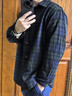 马登工装 复古羊毛混纺格子外套厚实格纹ins帅气休闲夹克男 蓝绿格 S 实拍图