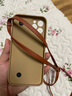 博巴特 奢华大气狮子手腕带支架适用iphone苹果手机壳可背带斜挎挂绳 棕色素皮 爱心腕带＋挂绳 iPhone12pro 实拍图