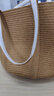 MUJI纸编 托特包 手提包 包包 女包 通勤 编织包 大容量 度假沙滩包 浅棕色 小 底部直径18cm，高18cm 实拍图