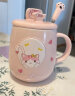 巧丂马克杯带盖勺陶瓷早餐杯牛奶咖啡杯可爱卡通风家用办公室水杯 粉色 1个 480ml 晒单实拍图