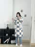 另约三层夹棉珊瑚绒睡袍女冬季2026年新款加厚长款宽松家居服睡衣套装 6345JI 蓝白格子兔 XL 实拍图