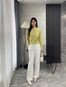 范思蓝恩撞色拼接针织开衫女秋2024新款蝴蝶结刺绣减龄上衣13122 香草黄 S 实拍图