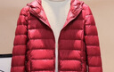 鸭鸭佟丽娅同款轻薄羽绒服女冬短款新款薄款高端时尚女款秋冬外套KXM 酒红色【连帽款】 3XL 实拍图