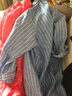 无印良品（MUJI）女式 麻水洗长袖衬衫连衣裙 女装长款裙子早秋汉麻衬衫裙BC2JKA4S 蓝色条纹 L 165/88A 实拍图