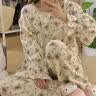 伊棠朵睡衣女春秋季纱布长袖卡通可爱小兔子日系甜美少女外穿家居服套装 1060卡通小熊-KS 2XL 女【130-150斤】 实拍图